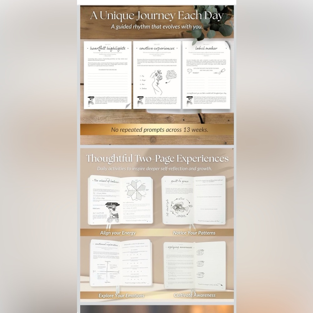 Her Vibe Journal - 13-Week Guided Mindfulness Journal for Women - Daily Prompts - Picture 3 of 4